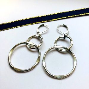 Silver double hoop earrings